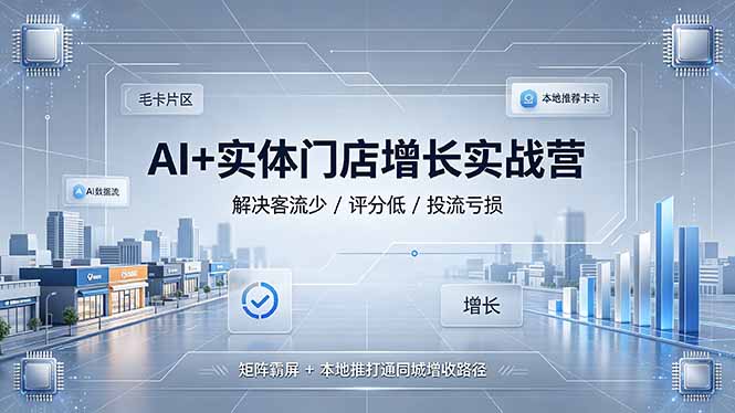 AI+实体门店增长实战营,解决客流少/评分低/投流亏损;矩阵霸屏+本地推打通同城增收路径-时光云网创