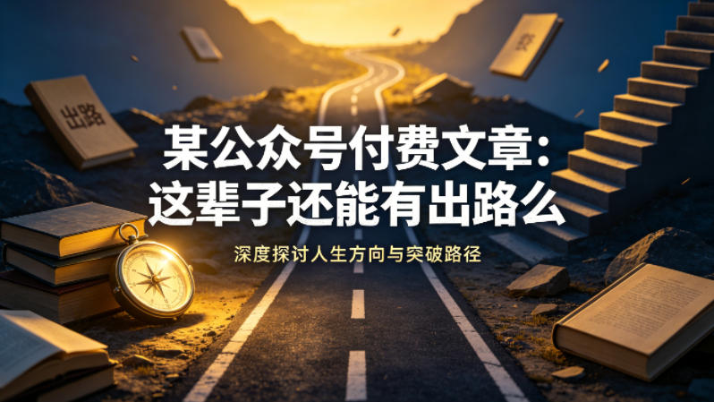 某公众号付费文章：这辈子还能有出路么-时光云网创