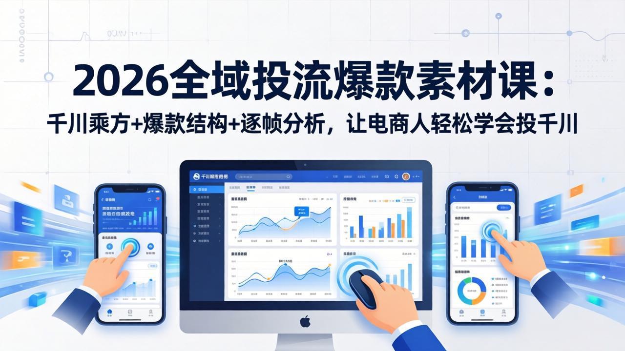 2026全域投流爆款素材课：千川乘方+爆款结构+逐帧分析，让电商人轻松学会投千川-时光云网创
