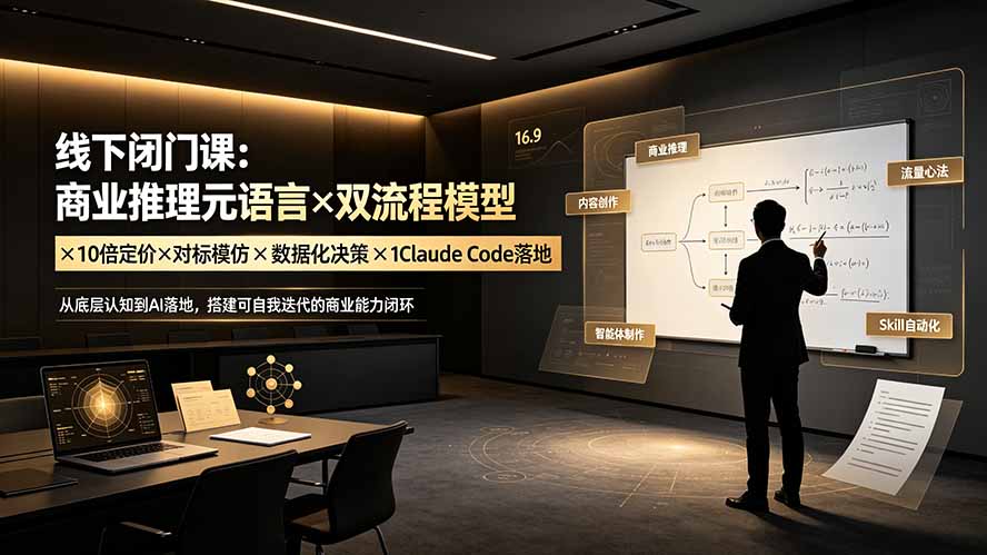 线下闭门课：商业推理元语言×双流程模型×10倍定价×对标模仿×数据化决策×Claude Code落地，击穿认知盲区-时光云网创