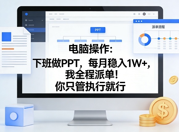 电脑操作：下班做PPT，每月稳入1W+，我全程派单！你只管执行就行【揭秘】-时光云网创