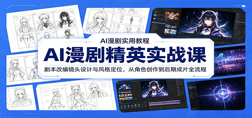 AI漫剧精英实战课：剧本改编镜头设计与风格定位，从角色创作到后期成片全流程-时光云网创