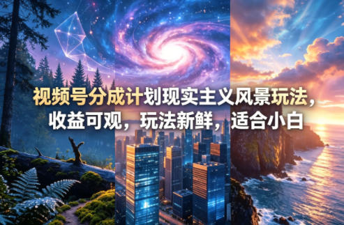 视频号分成计划现实主义风景玩法，收益可观，玩法新鲜，适合小白-时光云网创