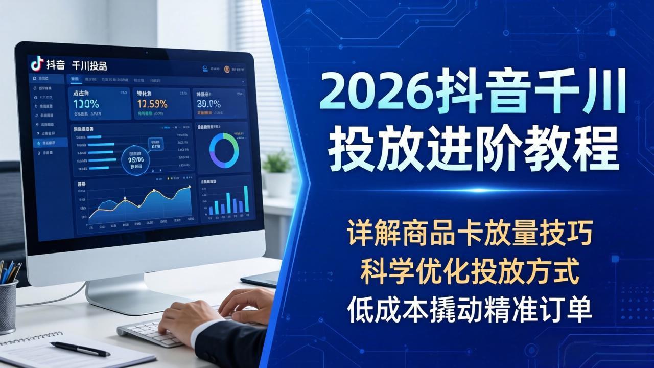 2026抖音千川投放进阶教程，详解商品卡放量技巧，科学优化投放方式，低成本撬动精准订单-时光云网创