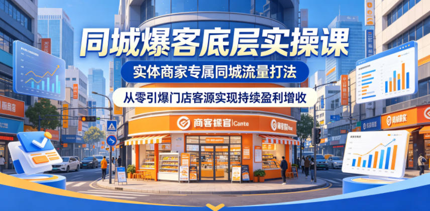 同城爆客底层实操课，实体商家专属同城流量打法，从零引爆门店客源实现持续盈利增收-时光云网创