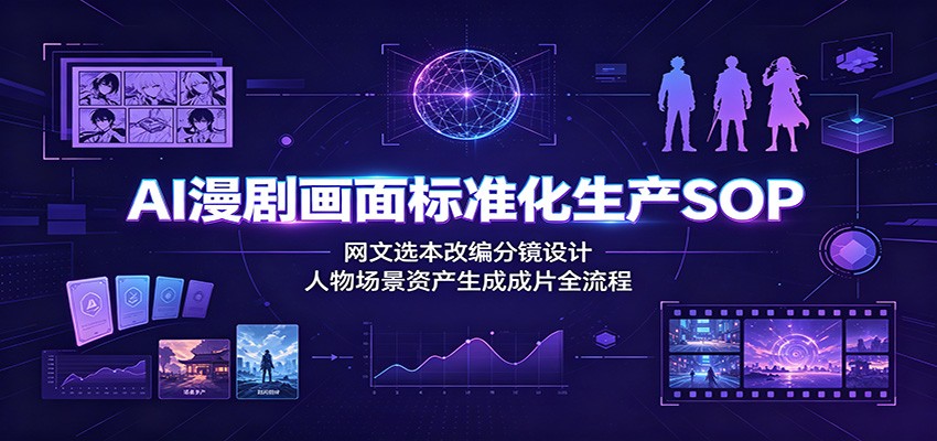 AI漫剧画面标准化生产SOP：网文选本改编分镜设计，人物场景资产生成成片全流程-时光云网创