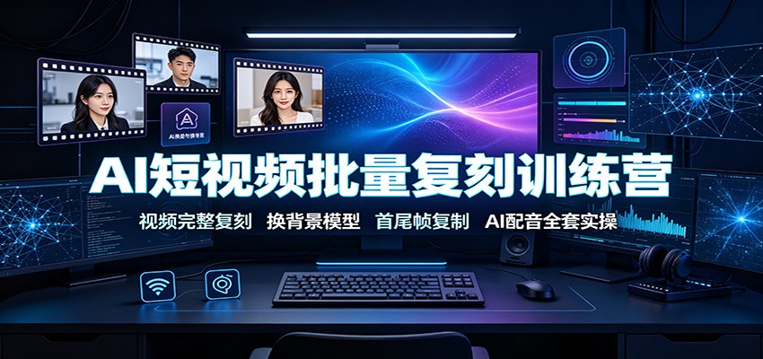 AI短视频批量复刻训练营：视频完整复刻，换背景模型、首尾帧复制、AI配音全套实操-时光云网创