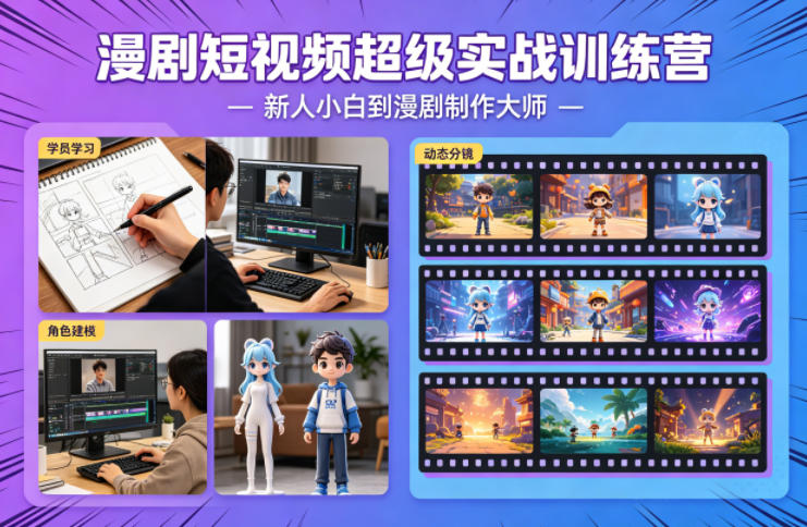 漫剧短视频超级实战训练营，新人小白到漫剧制作大师-时光云网创