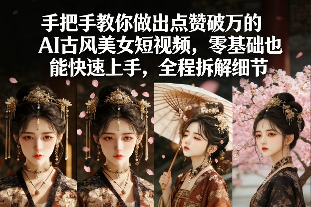 手把手教你做出点赞破万的AI古风美女短视频，零基础也能快速上手，全程拆解细节-时光云网创