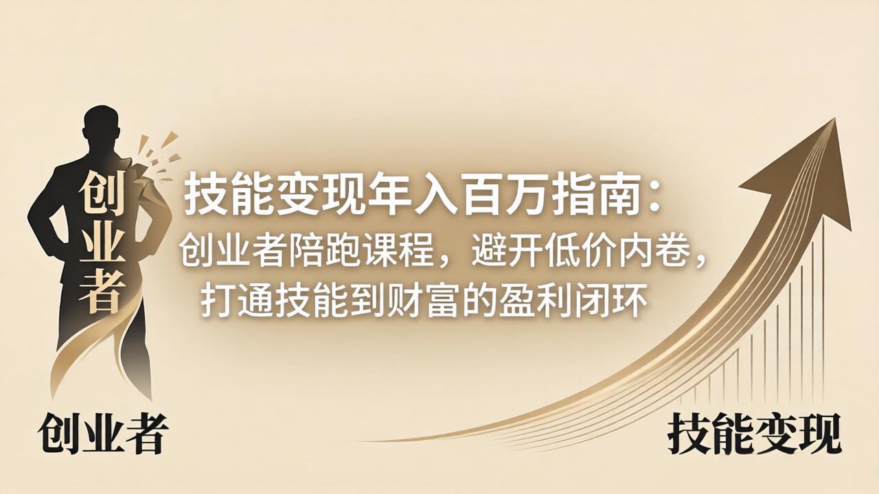 技能变现年入百万指南：创业者陪跑课程，避开低价内卷，打通技能到财富的盈利闭环-时光云网创