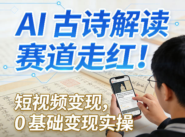 AI古诗解读赛道走红！短视频变现，0基础变现实操-时光云网创