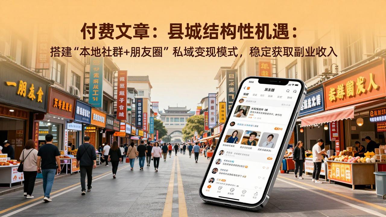 付费文章：县城结构性机遇：搭建“本地社群+朋友圈”私域变现模式，稳定获取副业收入-时光云网创