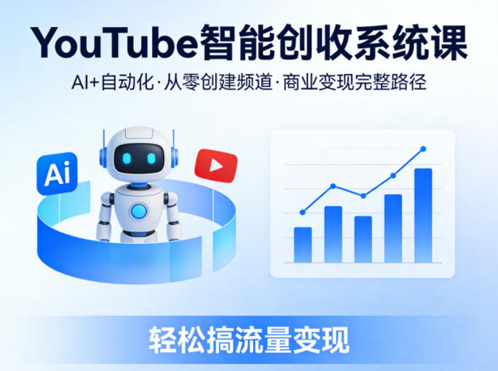 YouTube智能创收系统课，AI+自动化，从零创建YouTube频道并实现商业变现的完整路径，轻松搞流量变现-时光云网创