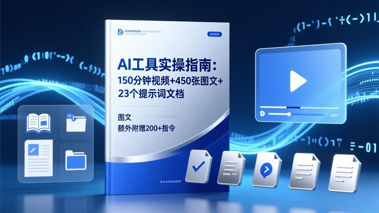 AI工具实操指南：150分钟视频+450张图文+23个提示词文档，额外附赠200+指令-时光云网创