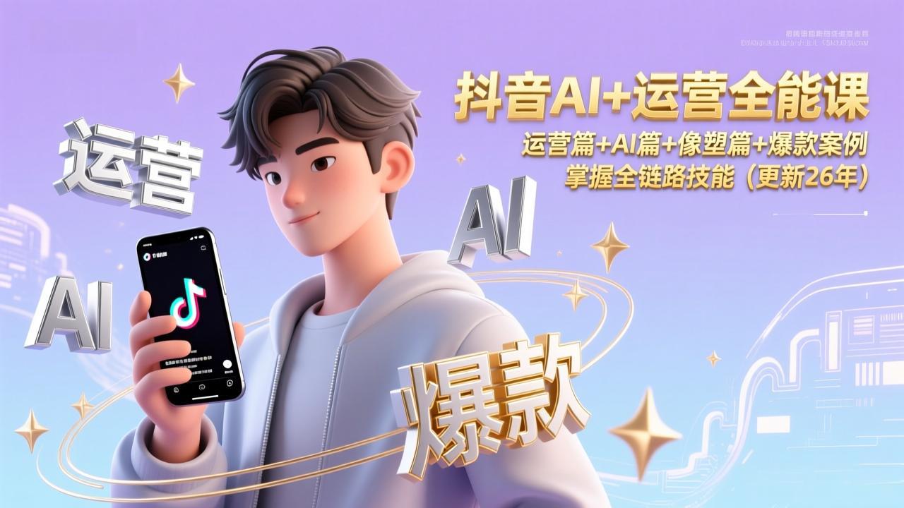 抖音AI+运营全能课，运营篇+AI篇+像塑篇+爆款案例，掌握全链路技能(更新26年-时光云网创