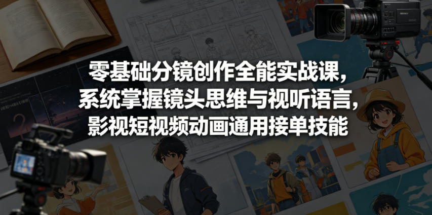 零基础分镜创作全能实战课，系统掌握镜头思维与视听语言，影视短视频动画通用接单技能-时光云网创