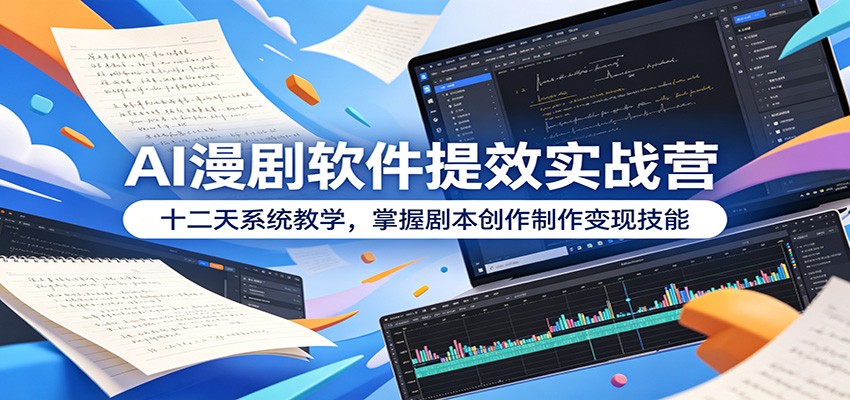 AI漫剧软件提效实战营：十二天系统教学，掌握剧本创作制作变现技能-时光云网创