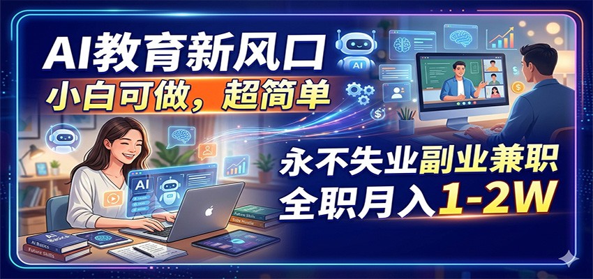 AI教育新风口，小白可做，超简单，永不失业副业兼职 全职月入1-2W-时光云网创