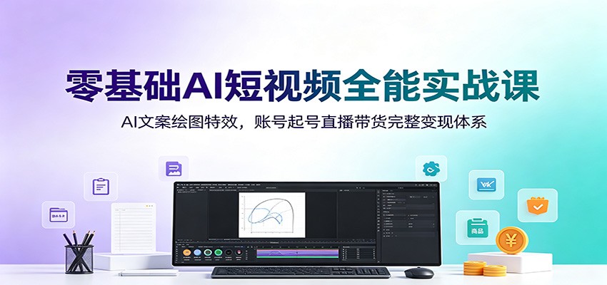零基础AI短视频全能实战课：AI文案绘图特效，账号起号直播带货完整变现体系-时光云网创
