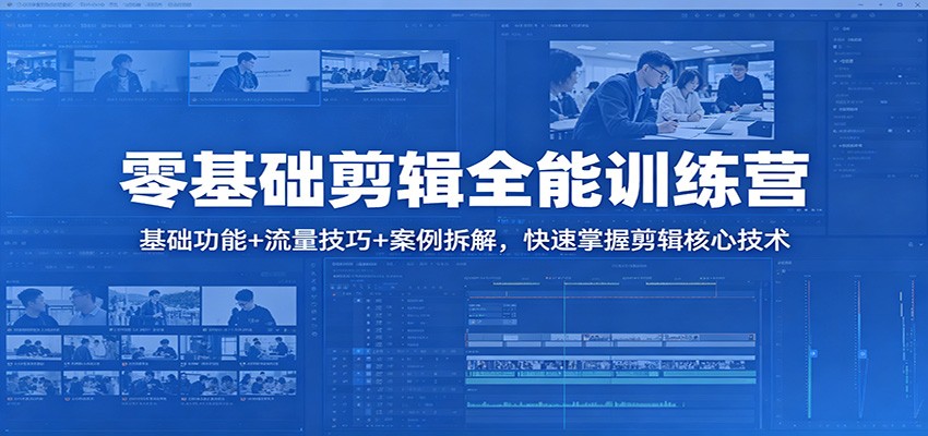 零基础剪辑全能训练营：基础功能+流量技巧+案例拆解，快速掌握剪辑核心技术-时光云网创