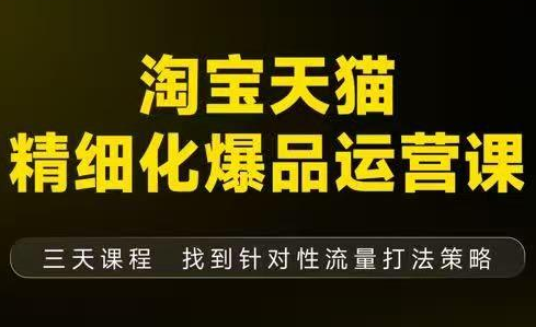 猫课子幽·淘宝天猫精细化爆品运营【音频+字幕+文档】(9月12-14杭州线下课)-时光云网创