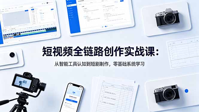 短视频全链路创作实战课:从智能工具认知到短剧制作,零基础系统学习-时光云网创