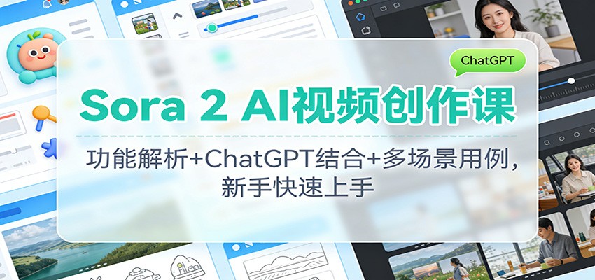 Sora 2 AI视频创作课：功能解析+ChatGPT结合+多场景用例，新手快速上手-时光云网创