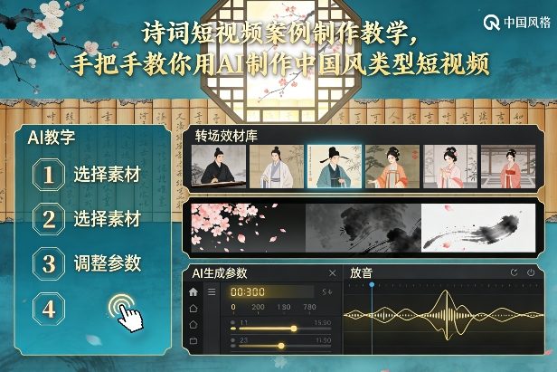 古诗词短视频案例制作教学，手把手教你用AI制作中国风类型短视频-时光云网创