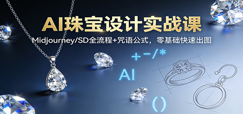 AI珠宝设计实战课：Midjourney/SD全流程+咒语公式，零基础快速出图-时光云网创
