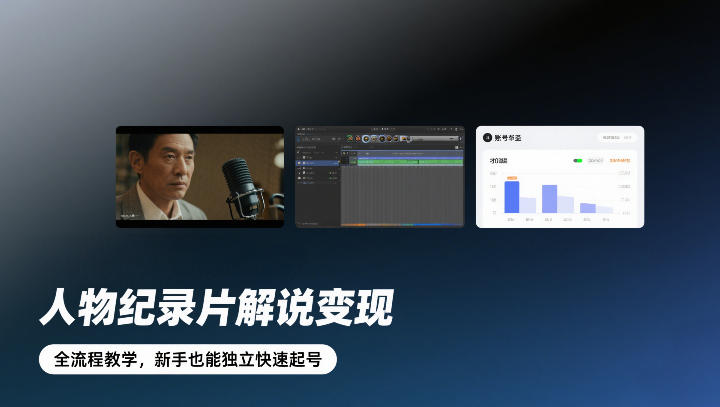 人物纪录片解说变现，全流程教学，新手也能独立快速起号-时光云网创