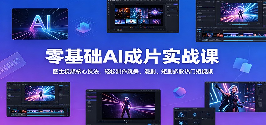 零基础AI成片实战课：图生视频核心技法，轻松制作跳舞、漫剧、短剧多款热门短视频-时光云网创