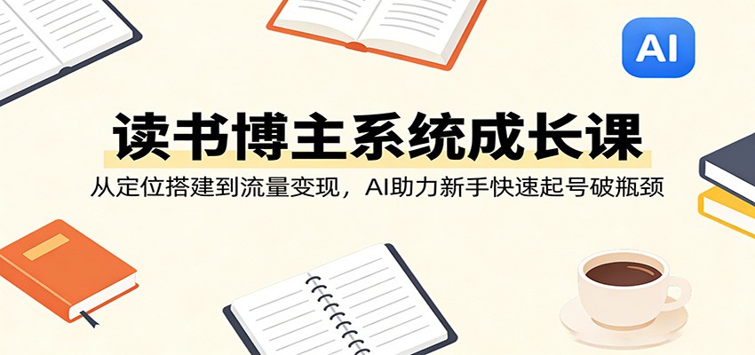 读书博主系统成长课：从定位搭建到流量变现，AI助力新手快速起号破瓶颈-时光云网创