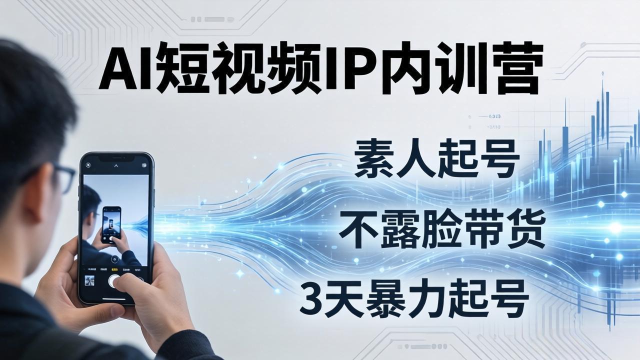 2026AI短视频IP内训营：从素人起号到不露脸带货，3天暴力起号全流程拆解-时光云网创