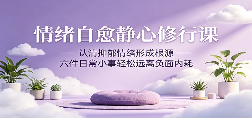 情绪自愈静心修行课：认清抑郁情绪形成根源，六件日常小事轻松远离负面内耗-时光云网创