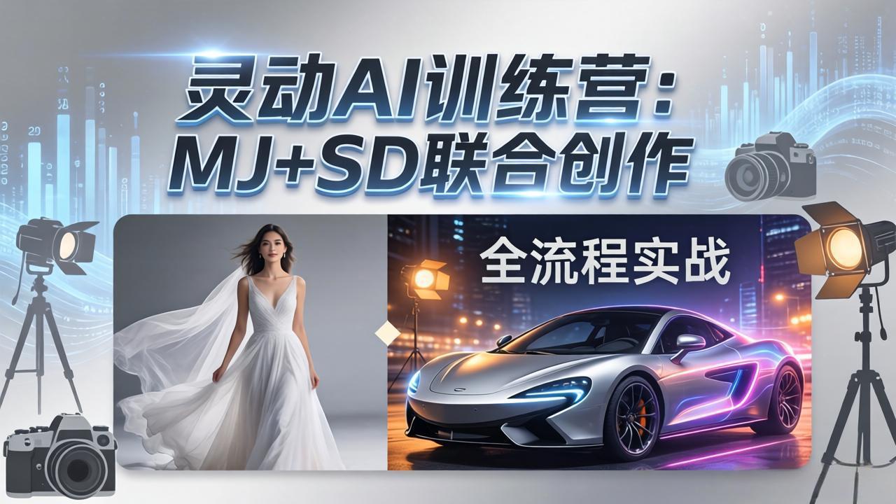 灵动AI训练营-3.0课程：MJ+SD联合创作，从婚纱大片到汽车广告，摄影后期全流程实战-时光云网创