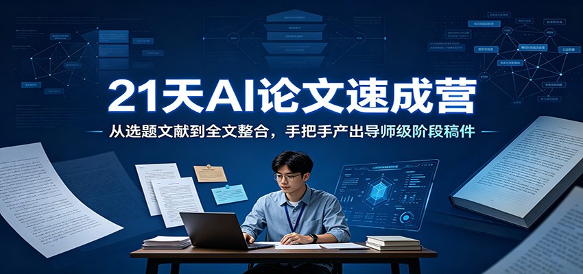 21天AI论文速成营：从选题文献到全文整合，手把手产出导师级阶段稿件-时光云网创