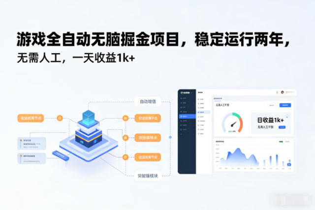 游戏全自动无脑掘金项目，稳定运行两年，无需人工，一天收益1k+【揭秘】-时光云网创