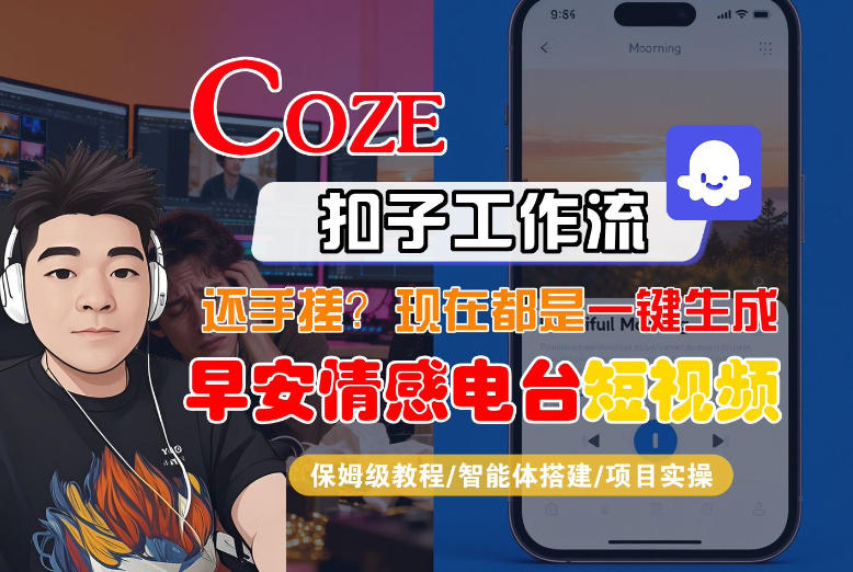 【Coze工作流搭建实操教程】【coze】早安情感电台日签视频还在手动做？用扣子工作流自动生成，省时90%-时光云网创