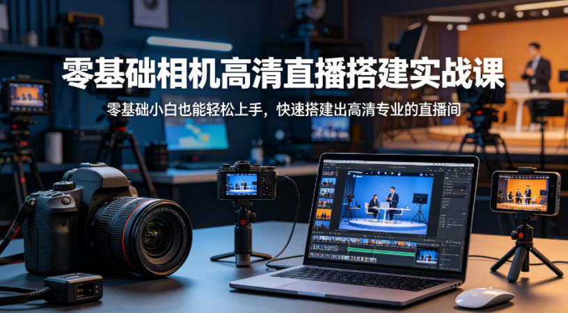 零基础相机高清直播间搭建实战课，小白也能轻松上手，快速搭建出高清专业的直播间-时光云网创