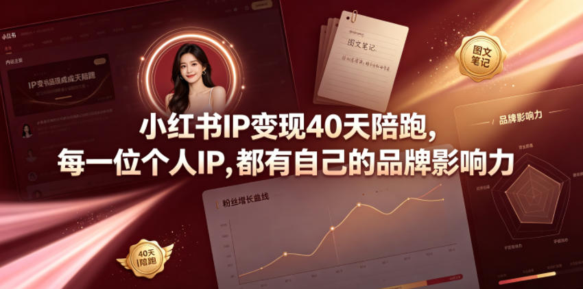 小红书IP变现40天陪跑，每一位个人IP，都有自己的品牌影响力-时光云网创