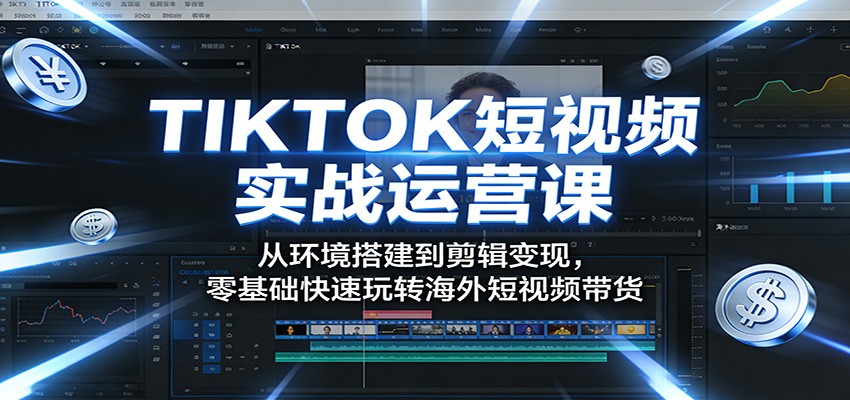 TIKTOK短视频实战运营课：从环境搭建到剪辑变现，零基础快速玩转海外短视频带货-时光云网创
