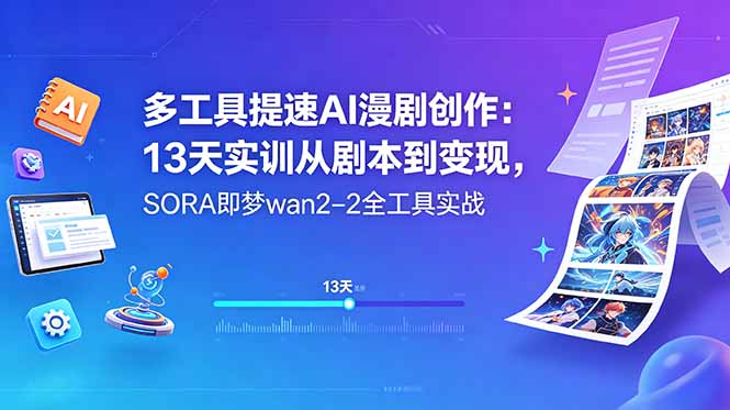 多工具提速AI漫剧创作：13天实训从剧本到变现，SORA即梦wan2-2全工具实战-时光云网创
