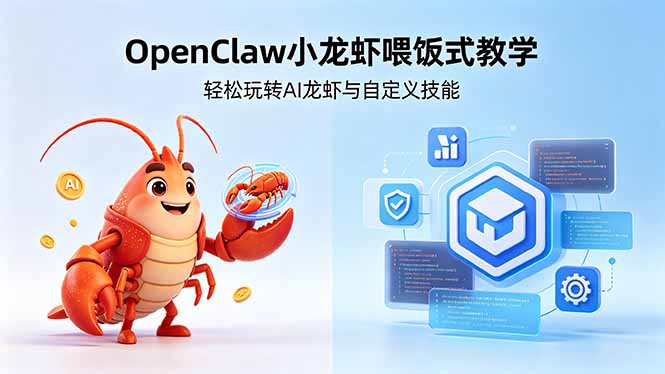不用懂技术！OpenClaw小龙虾喂饭式教学，轻松玩转AI龙虾与自定义技能-时光云网创
