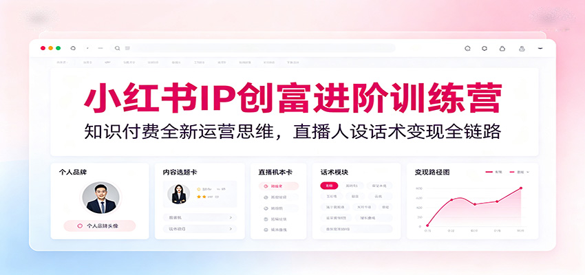 小红书IP创富进阶训练营：知识付费全新运营思维，直播人设话术变现全链路-时光云网创