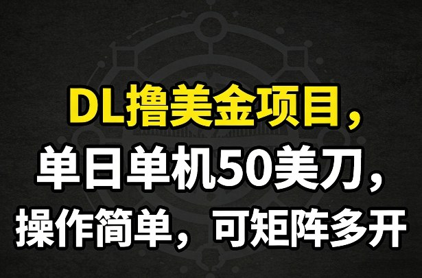 DL撸美金项目，单日单机50美刀，操作简单，可矩阵多开-时光云网创