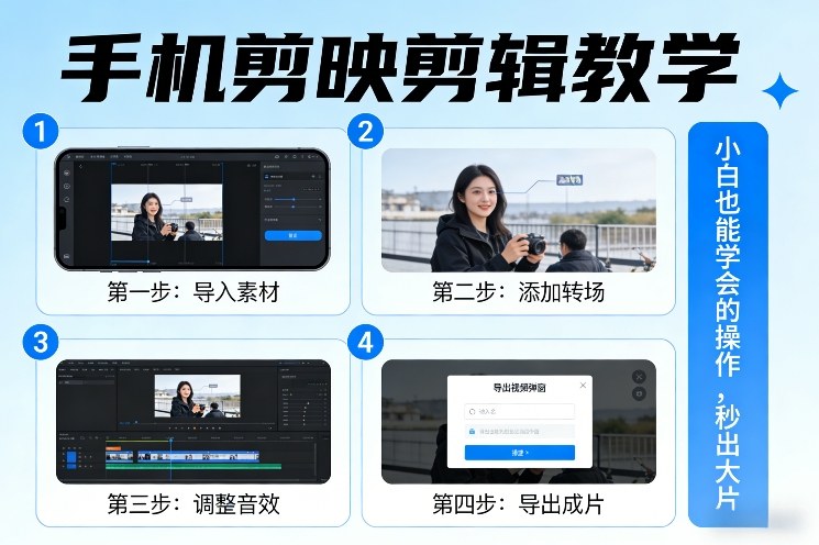 手机剪映剪辑教学，小白也能学会的操作，秒出大片-时光云网创