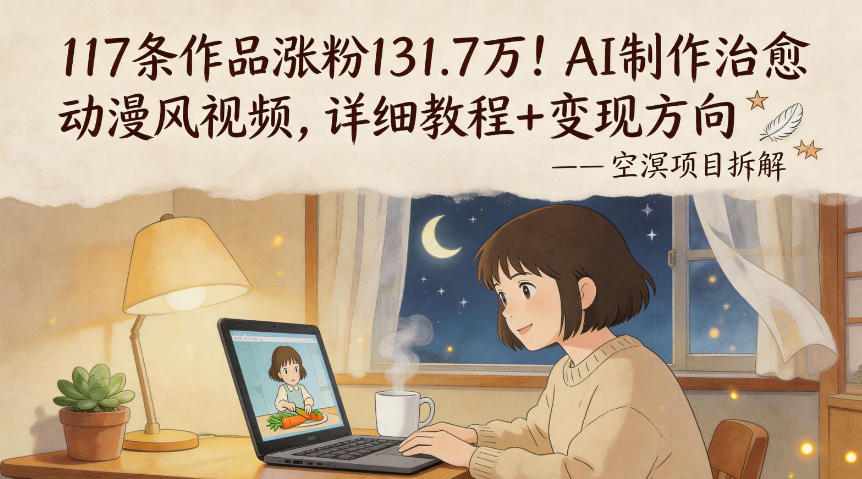 117条作品涨粉131.7W！AI制作治愈动漫风视频，详细教程+变现方向-时光云网创
