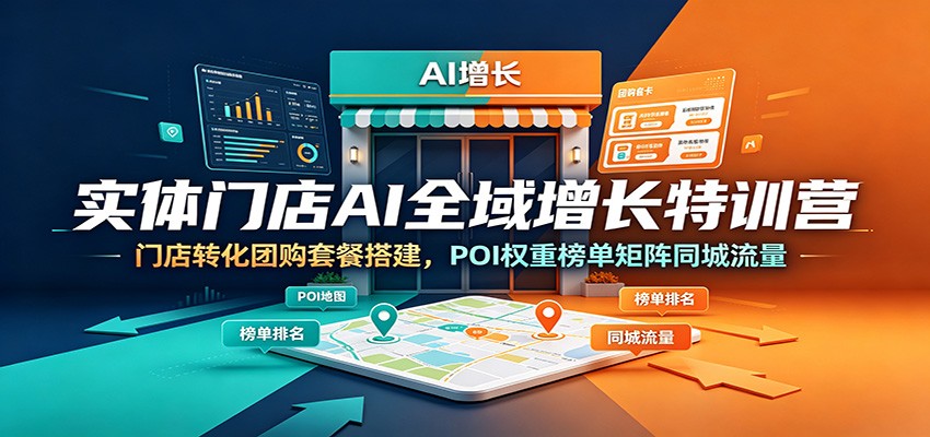 实体门店AI全域增长特训营：门店转化团购套餐搭建，POI权重榜单矩阵同城流量-时光云网创