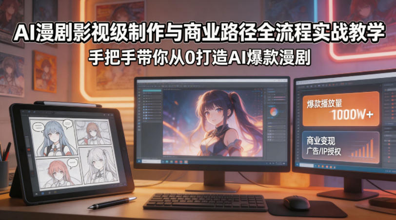 AI漫剧影视级制作与商业路径全流程实战教学，手带你从0打造AI爆款漫剧-时光云网创