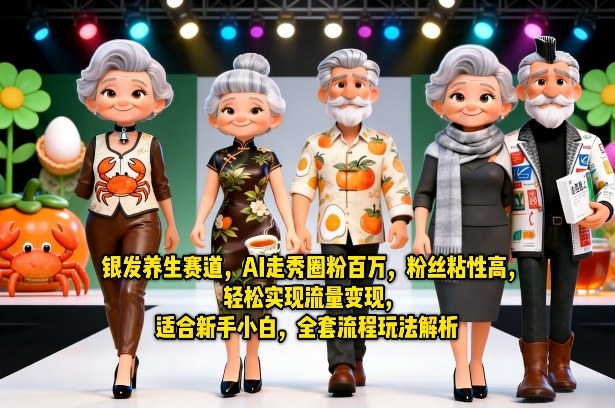 银发养生赛道，AI走秀圈粉百万，粉丝粘性高，轻松实现流量变现，适合新手小白，全套流程玩法解析-时光云网创